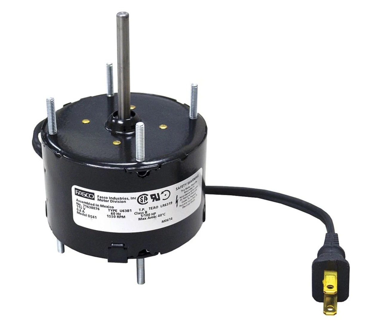 Fasco D541 Motor | 1/100 Hp 1550 RPM CCW 3.3" Diameter 115 Volts (Nutone)