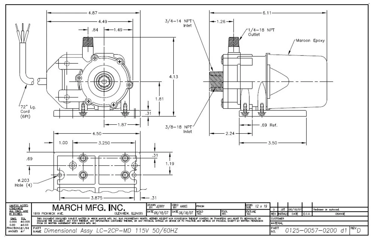 LC-2CP-MD March Pump | 115V, 300GPH Marine Air Conditioner Circulation Pump - Image 2