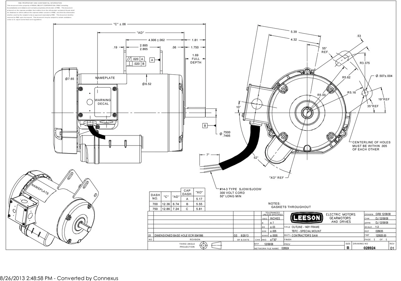 120998.00 Leeson | 4 Hp 3450 RPM Delta Unisaw Electric Motor 230 Volts - Image 4