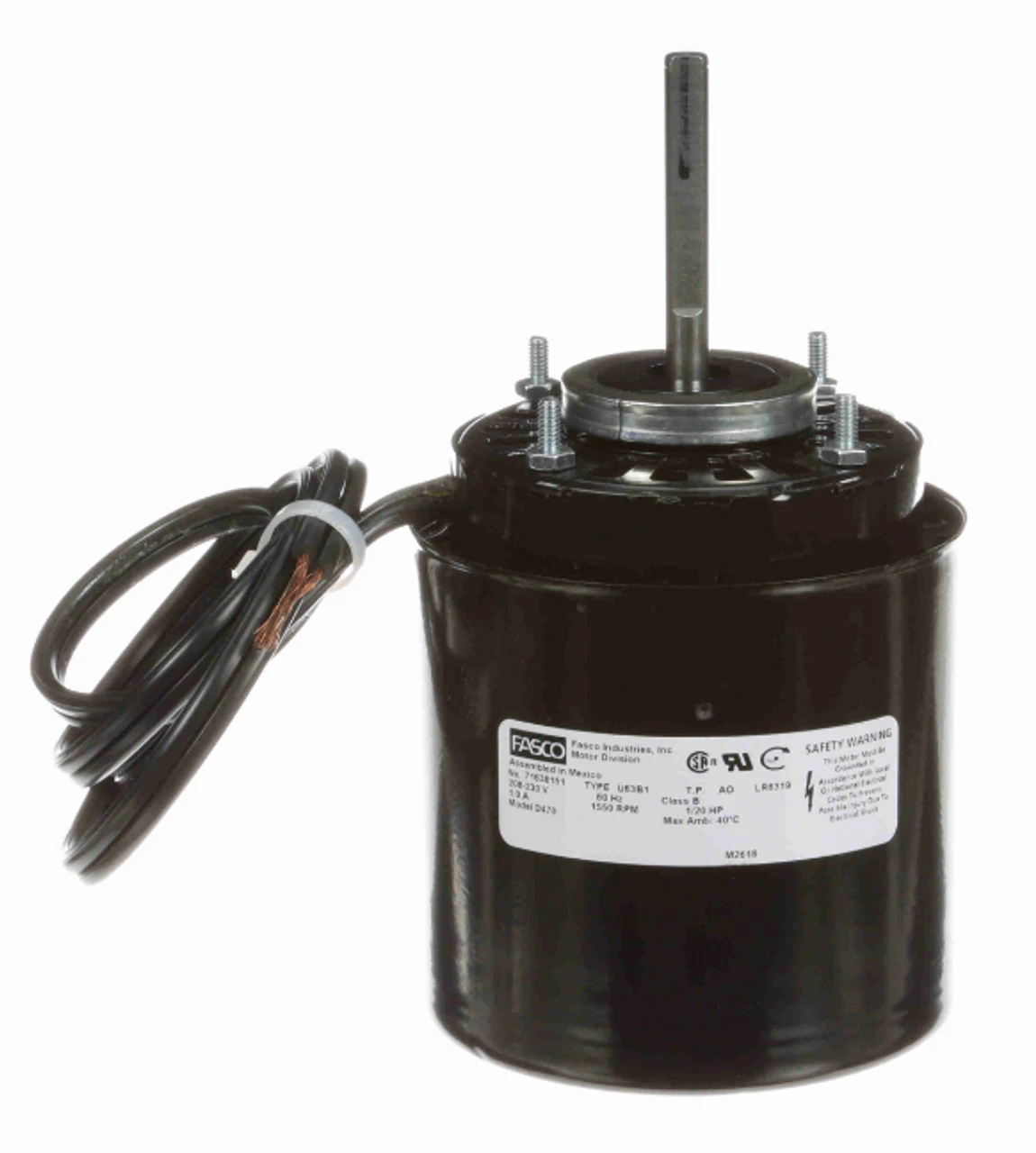 Fasco D470 Motor | 1/20 Hp 1550 RPM CW 3.9" Diameter 208-230 Volts