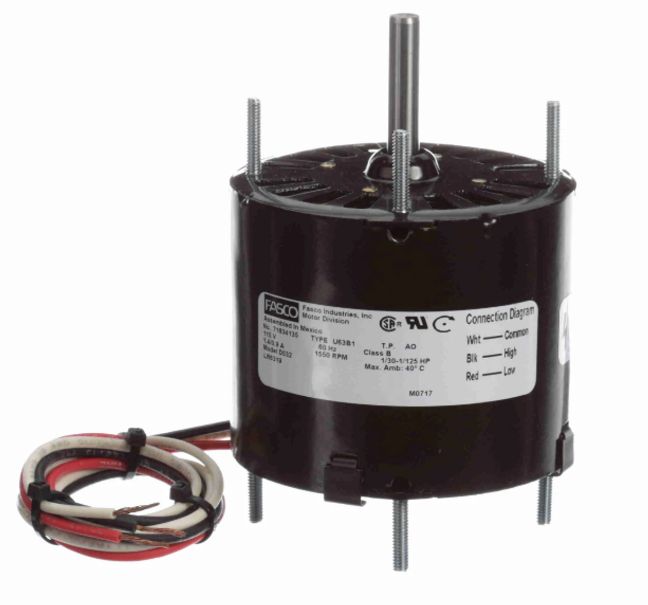 Fasco D532 Motor | 1/30 Hp 1500 RPM 2-Speed CW 3.3" Diameter 115 Volts